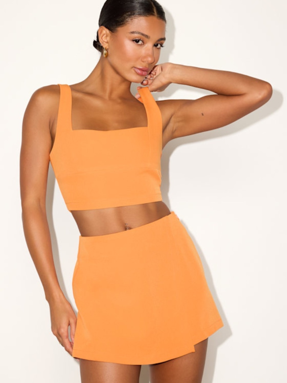 Lulus Exceptionally Styled Orange Lace-up Two-piece Skort Romper - Size M